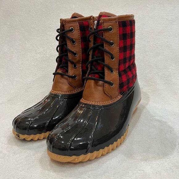 Totes Buffalo Plaid Duck Boots Size 8 - Picture 7 of 15
